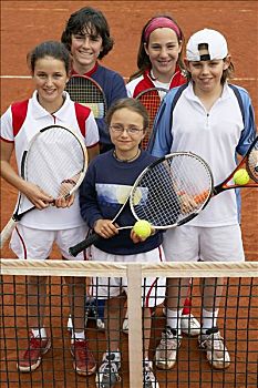 10-15岁,孩子,红土球场,网球,学校,皇家,圣塞巴斯蒂安,巴斯克,美国