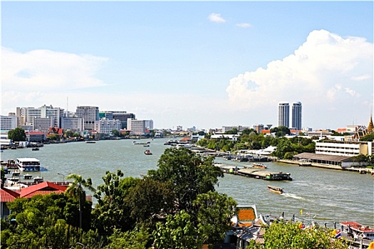 风景,河,曼谷,上面,郑王庙
