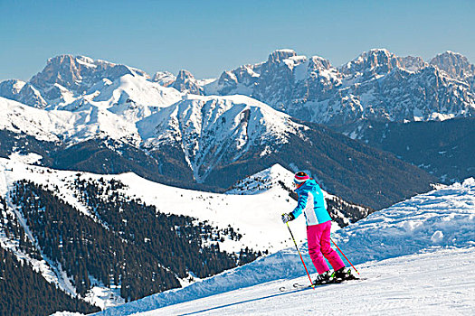 滑雪,滑雪坡,框架,苍白,背景,白云岩,特兰迪诺,意大利,欧洲