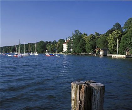 湖,宫殿,上巴伐利亚,德国