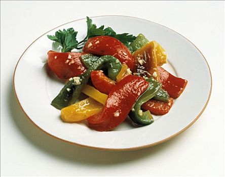 烤,柿子椒,红柿子椒,绿菜椒,黄菜椒