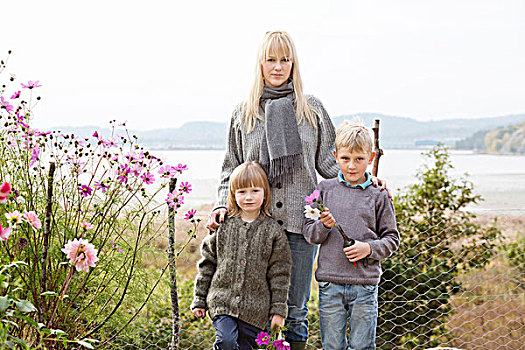 头像,母亲,孩子,有机,花园,瑞典