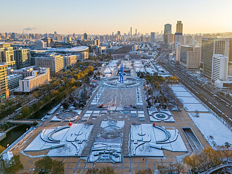 济南泉城广场雪景
