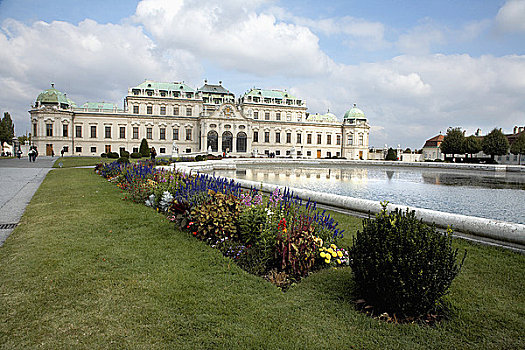 水塘,正面,宫殿,美景宫,维也纳,奥地利