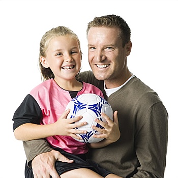 父亲,女儿,足球