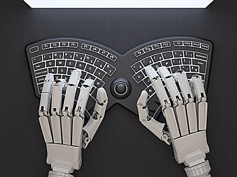 机器人,打字,概念,未来,键盘