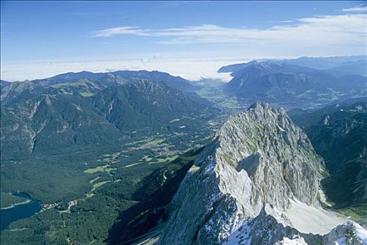奥地利,德国,阿尔卑斯山,楚格峰,顶峰