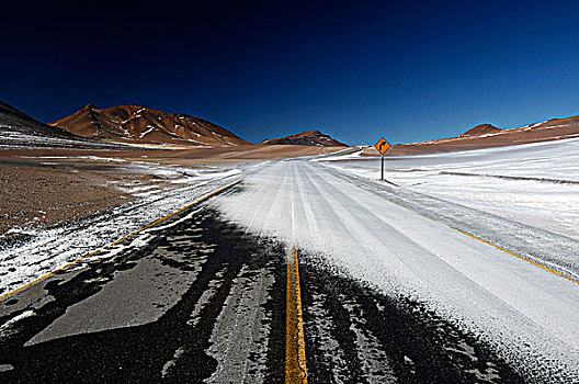 智利,高原,道路,雪