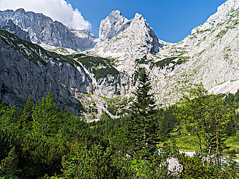 山谷,山脉,靠近,加米施帕藤基兴,巴伐利亚,德国,大幅,尺寸