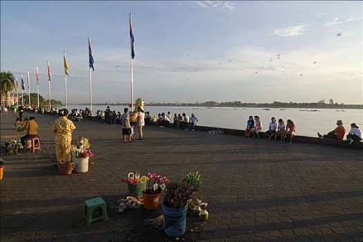 黎明,湄公河,金边,柬埔寨