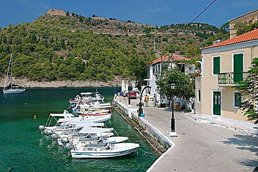 船,码头,阿索斯,凯法利尼亚岛,希腊