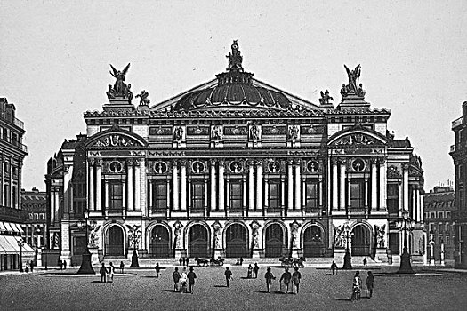 歌剧院,历史,蚀刻,巴黎,法国,欧洲