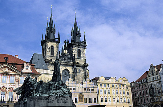 捷克共和国,布拉格,老城广场,哥特式,泰恩教堂