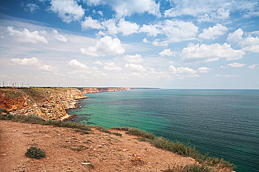 保加利亚,黑海,海岸,海边风景,海岬,阴天