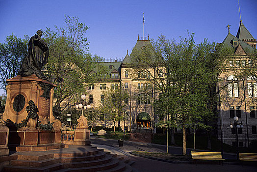 加拿大,魁北克,魁北克城,市政厅,花园