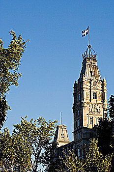 酒店,议会,塔,旗帜,魁北克,立法机关,建筑,魁北克城,加拿大