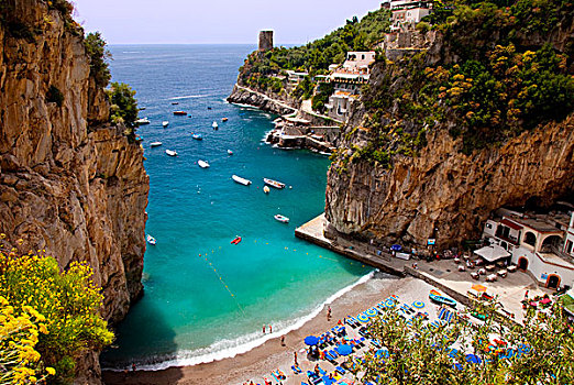 小,海滩,岩石,海岸线,阿马尔菲,靠近,坎帕尼亚区,意大利