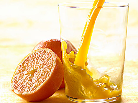 倒出,玻璃,橙汁