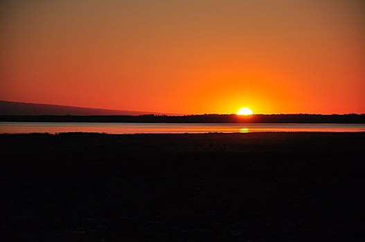 湖水,夕阳