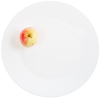 黄色,红苹果,白色背景,盘子