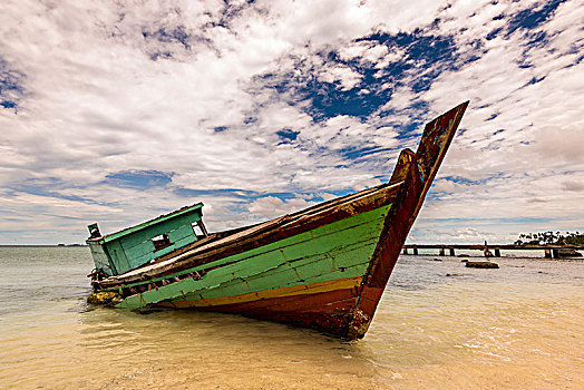 船,残骸,海滩,岛屿,巴厘岛