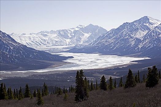 河谷,冰河,圣伊利亚斯山脉,克卢恩国家公园,自然保护区,育空地区,加拿大,北美