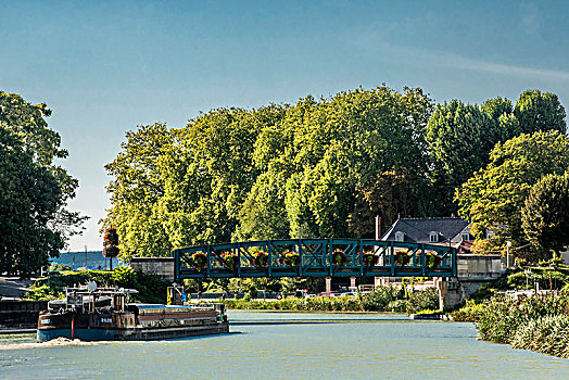 法国,侧面,运河,河,香槟