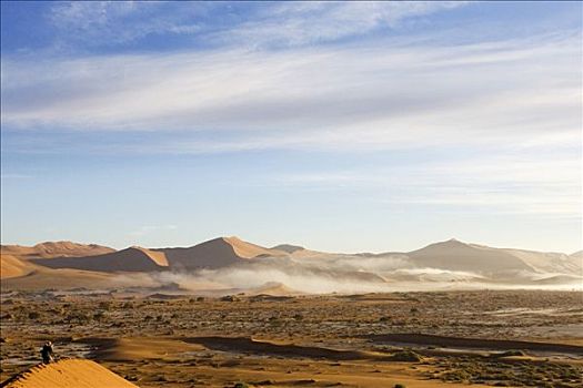 雾,海洋,大西洋,红色,沙丘,索苏维来地区,纳米布沙漠,纳米比亚