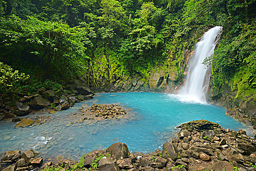 瀑布,淡蓝色,色彩,河,火山国家公园,哥斯达黎加,中美洲