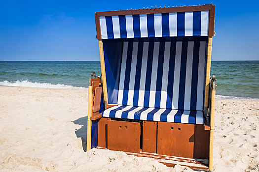 藤椅,海滩,晴朗,夏天,半岛,波罗的海,波兰