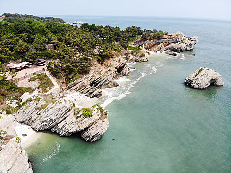 航拍辽宁大连滨海国家地质公园金石滩园区东部景区,金石滩国家旅游度假区内