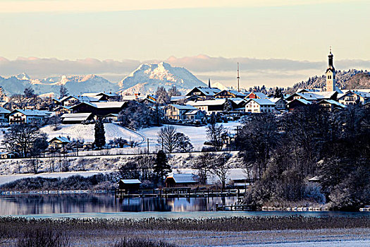 冬季风景,上巴伐利亚,德国,欧洲