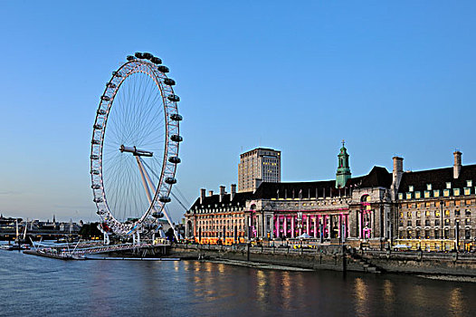 风景,上方,河,泰晤士河,高,伦敦,伦敦眼,千禧年,轮子,英格兰,英国,欧洲