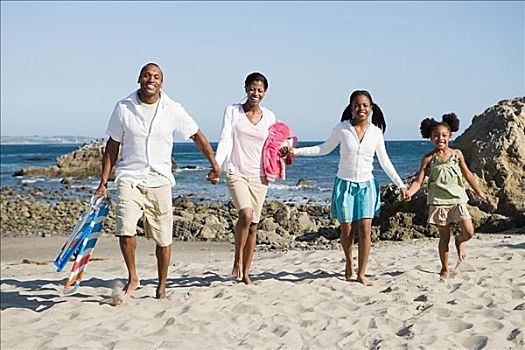 美国黑人,家庭,海滩
