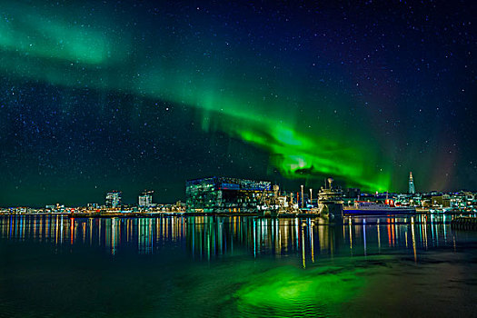 北极光,鲜明,上方,冰岛