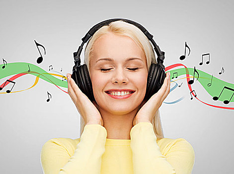 音乐,科技,概念,微笑,美女,闭眼,听歌,耳机