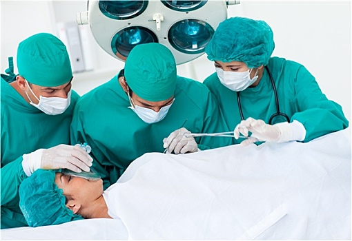 外科,靠近,病人,躺着,手术台