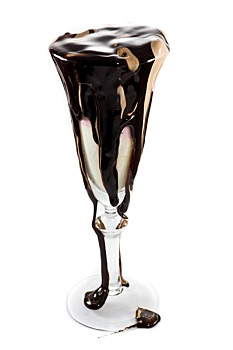 冰激凌,葡萄酒杯,巨大,数量,巧克力