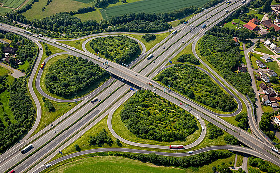 高速公路,交叉,主路,坏,立交桥,立体交叉路,公路,桥,北莱茵威斯特伐利亚,德国,欧洲