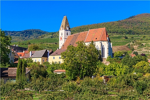 乡村,教堂,瓦绍,山谷,奥地利