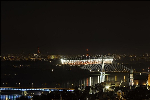 华沙,体育场,夜晚