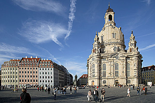 圣母大教堂,诺伊马克特,广场,老城,德累斯顿,萨克森,德国,欧洲