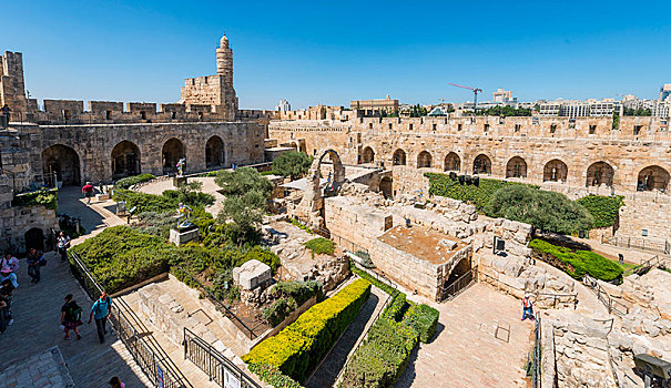 遗址,城堡,塔,老城墙,耶路撒冷,以色列,亚洲