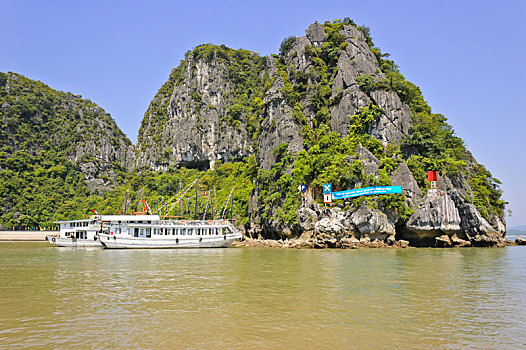 旅游,船,洞穴,下龙湾,越南