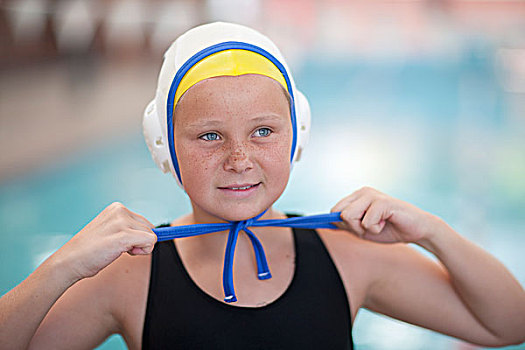头像,女生,水球,运动员,紧固,游泳帽