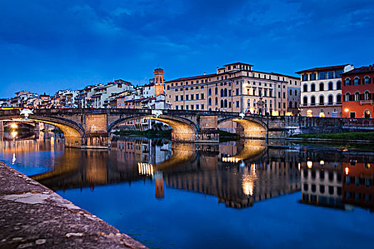 桥,上方,阿尔诺河,佛罗伦萨,托斯卡纳,意大利