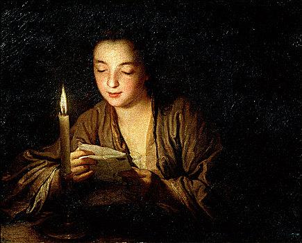 女孩,蜡烛,迟,17世纪,早,18世纪,艺术家