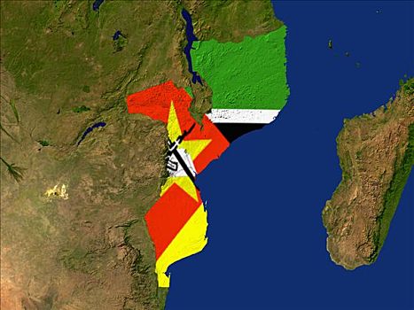 卫星图,莫桑比克,旗帜,遮盖