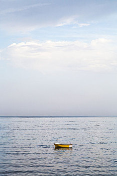 一个,黄色,船,爱奥尼亚海,靠近,纳克索斯岛