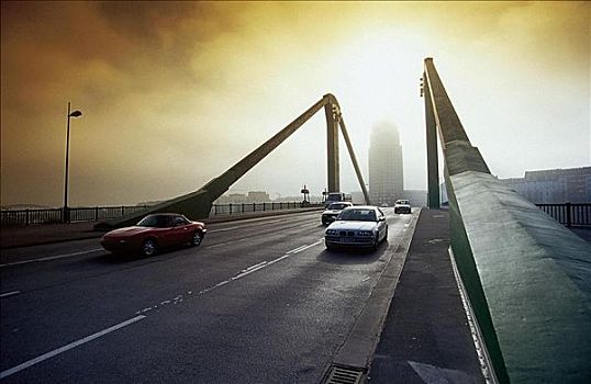 汽车,驾驶,穿过,桥,德国,欧洲